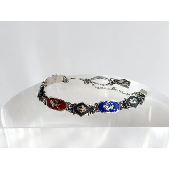 Siam Sterling Rainbow Multi God & Goddess Sterling Silver 925 Vintage Bracelet - Picture 5 of 9